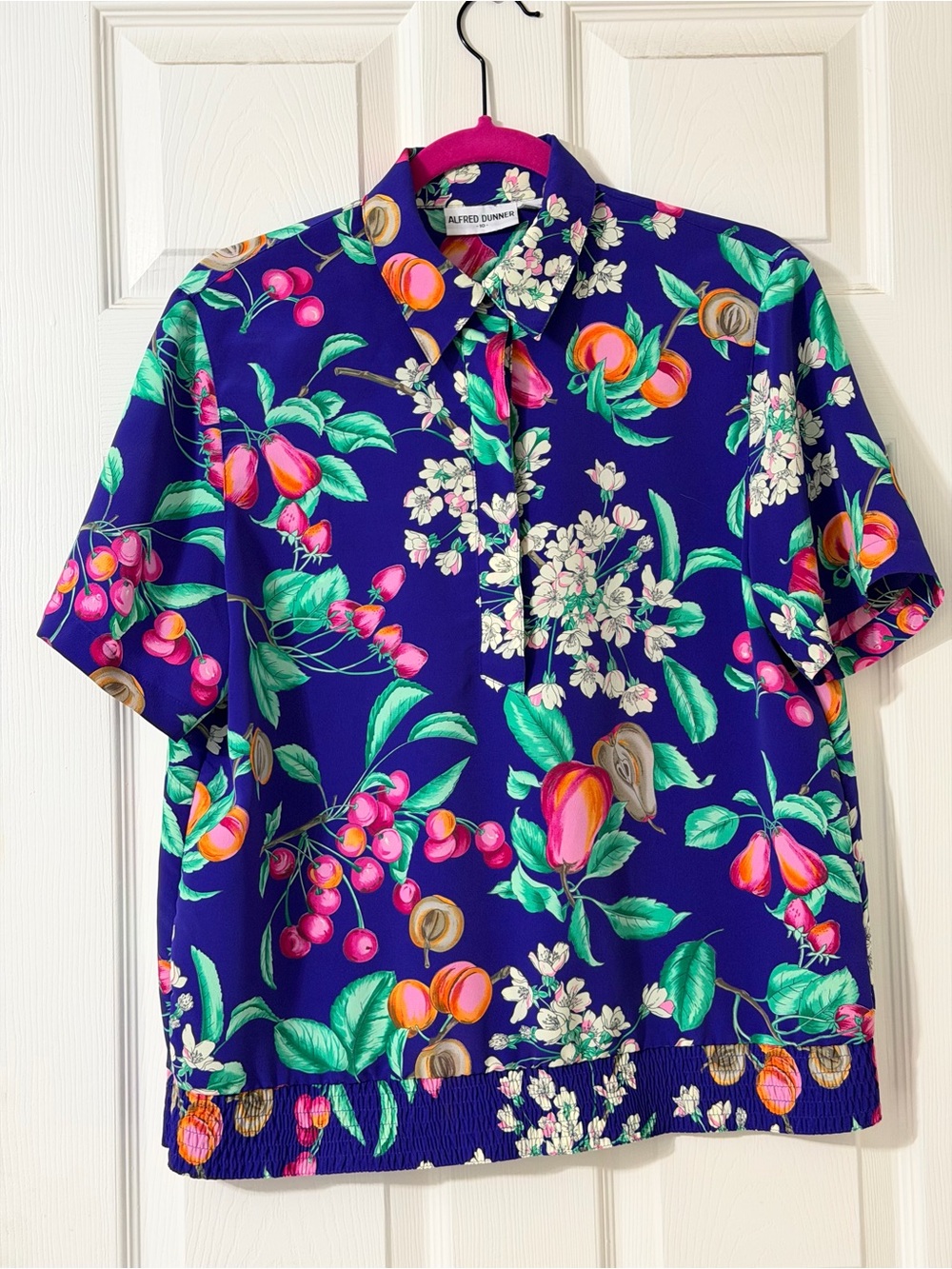 Alfred Dunner Purple Floral & Fruit Print Short-Sleeve Blouse